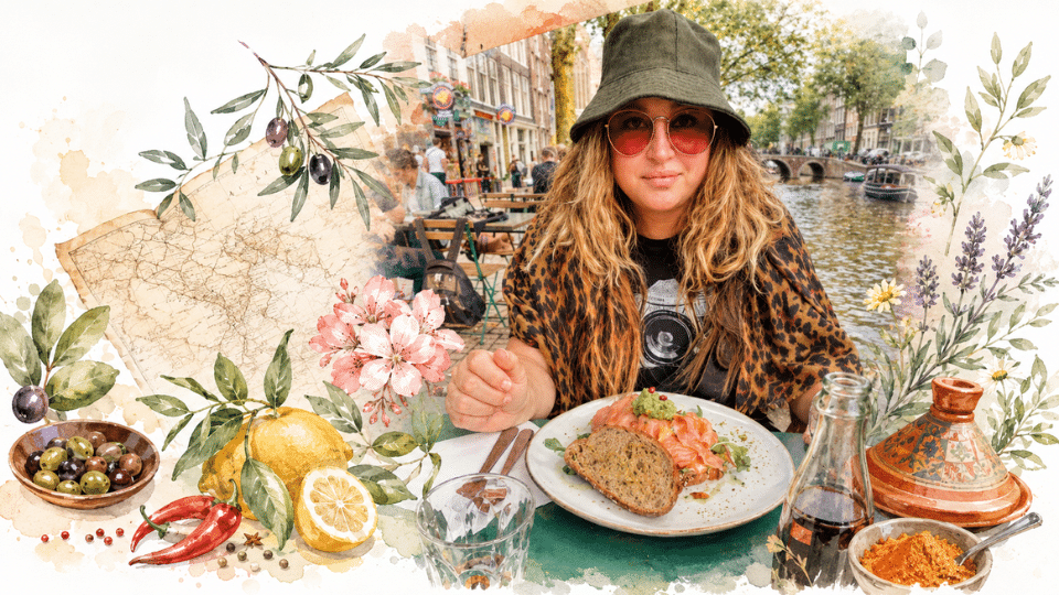 Lara Uguccioni davanti ad un piatto di salmone olandese